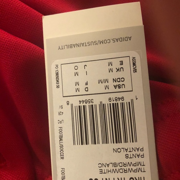 SOLD!! BNWT ADIDAS TIRO 21 power candy red pants in size Medium men’s!! - Picture 8 of 9